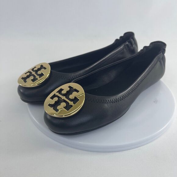 TORY BURCH MINNIE TRAVEL BALLET WITH METAL | Women's 5M | NEW - Picture 1 of 11